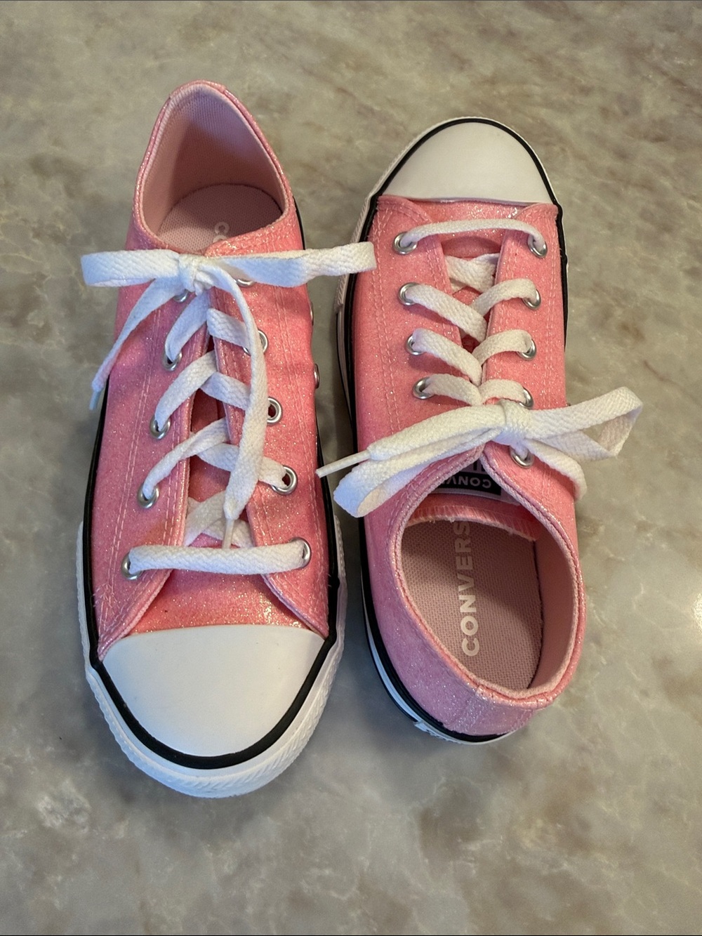 Converse All Star Kids Youth Glitter Sparkle Pink Low Top Sneakers NEW no tags